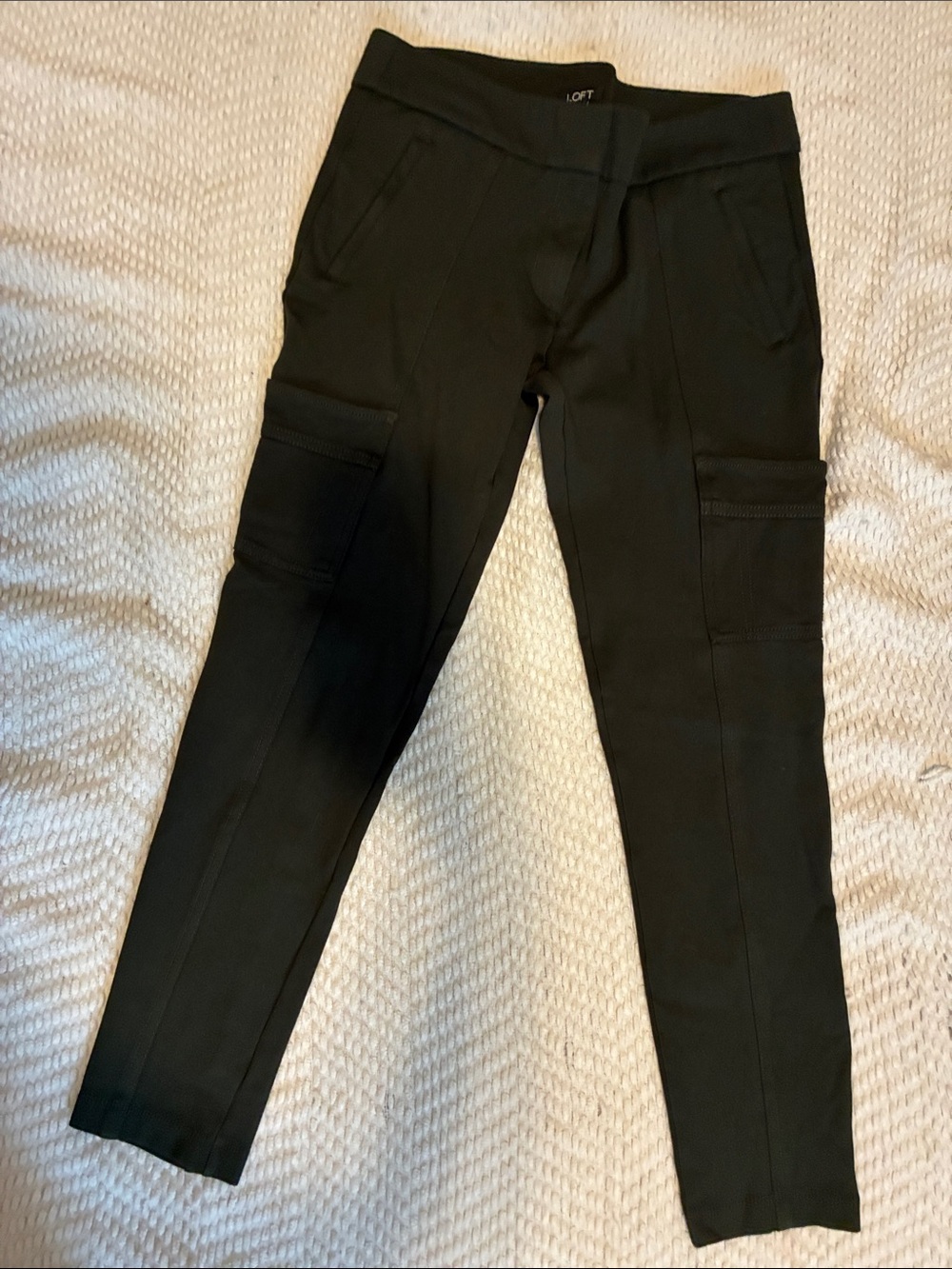 LOFT Deep Army Green Slim Cargo Ponte Pants